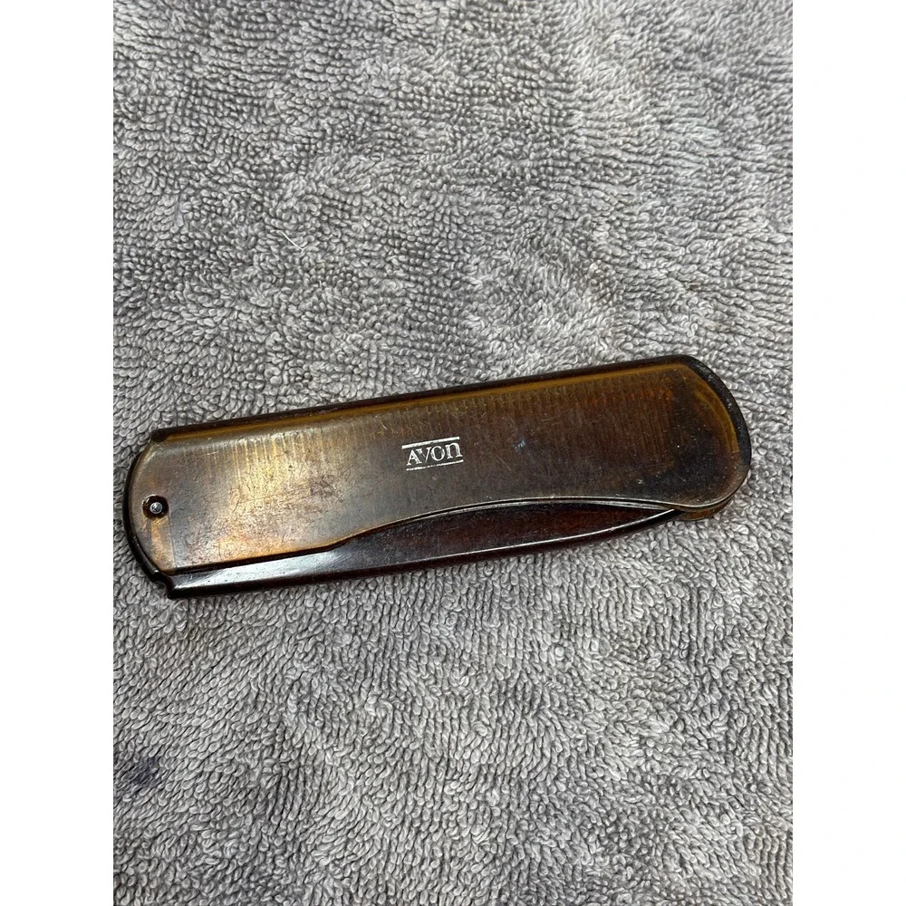Vintage Avon Folding Pocket Comb Amber Brown Faux Tortoiseshell Travel Grooming